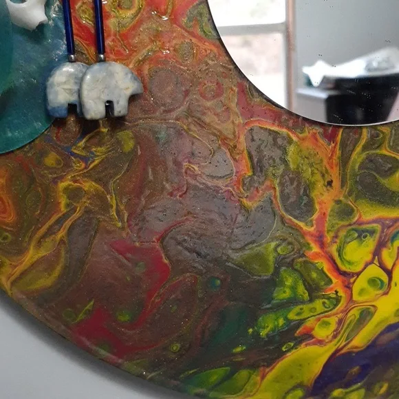 Hand Crafted Earring Jewelry Holder Painted Necklaces Vinyl Record Upcycle Wall - Picture 4 of 15